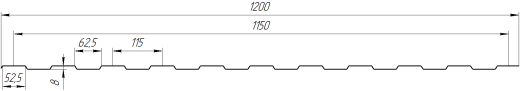 Профнастил С8 1200/1150x0,4 мм эконом, цинк