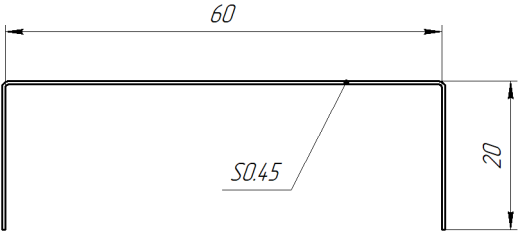 Декоративная накладка 20x60x20 мм, Орех 3D