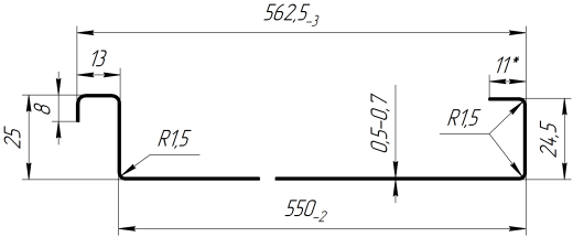 Фальцевая кровля 562/550х0,45 мм, Дуб Сантана 3D