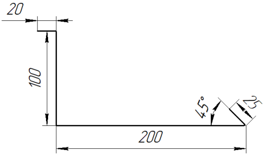 Планка примыкания нижняя 100x200x2000 мм, 6005 зеленый мох матовый