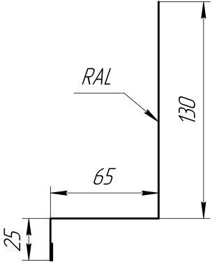 Примыкание боковое фальц 25x65x130 мм, Дикий камень