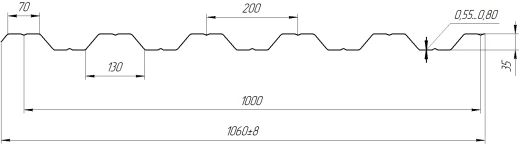 Профнастил НС35 1060/1000x0,65 мм, 6002 лиственно-зеленый глянцевый