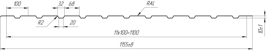 Профнастил С10 1155/1100x0,4 мм эконом, 3009 оксид красный глянцевый